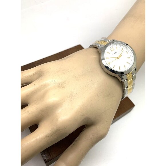 Timex Women's Watch TW2V35900 Quartz Silver Dial Two Tone Stainless Steel 32mm - Picture 5 of 14